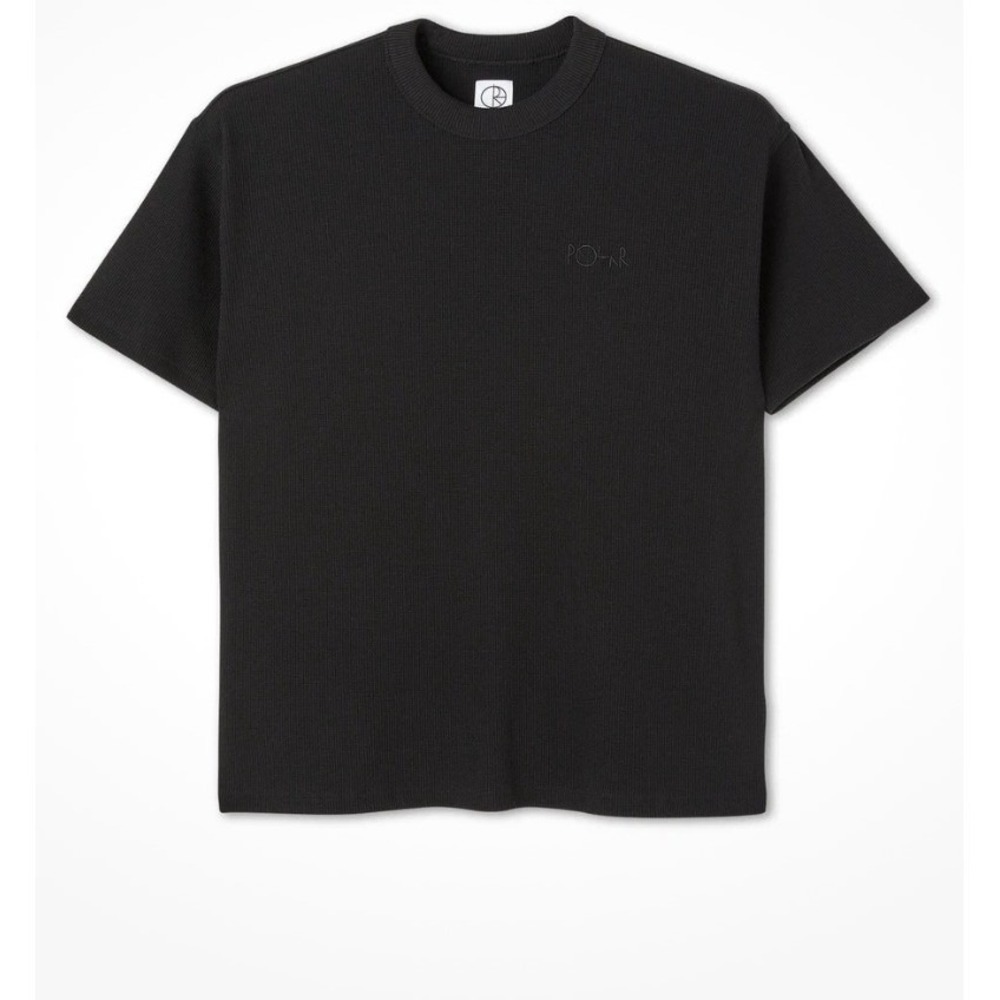 Polar Skate‎ Co Waffle Knit T-Shirt Black Embroidered Logo Mens Small Boxy Tee